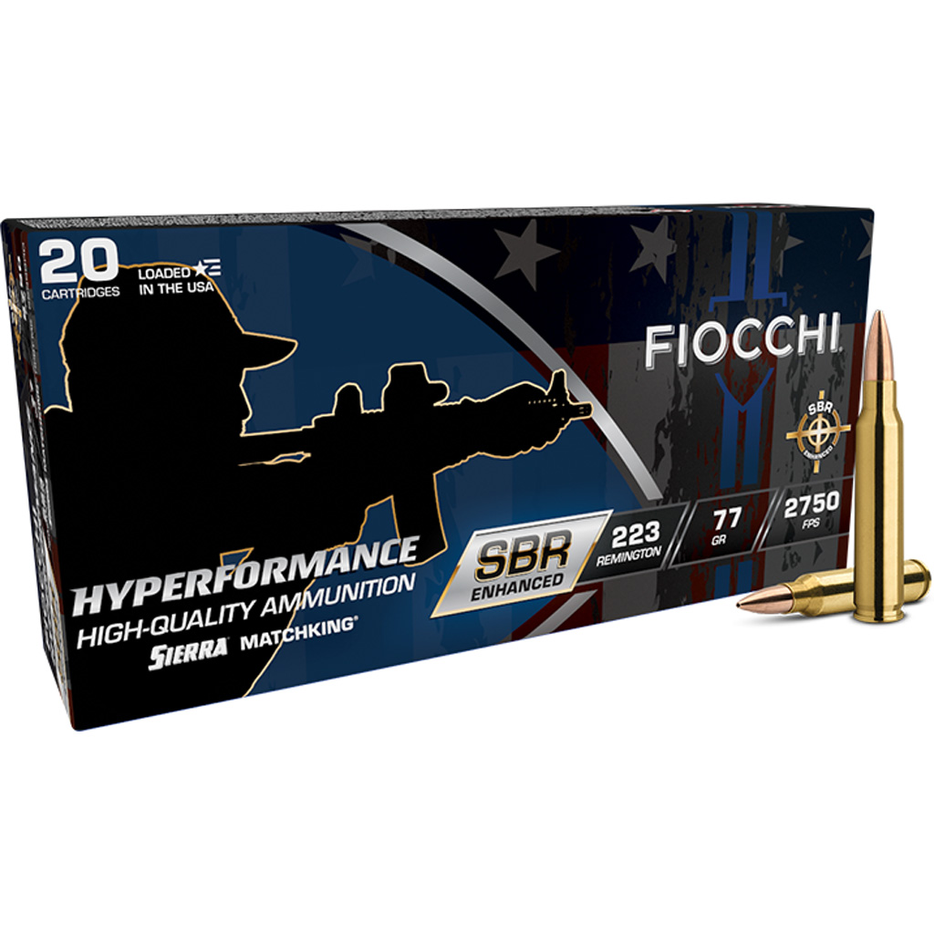 Fiocchi 223SBRD Hyperformance 223Rem 77gr Hollow Point Boat Tail 20 Per Box/10 Case