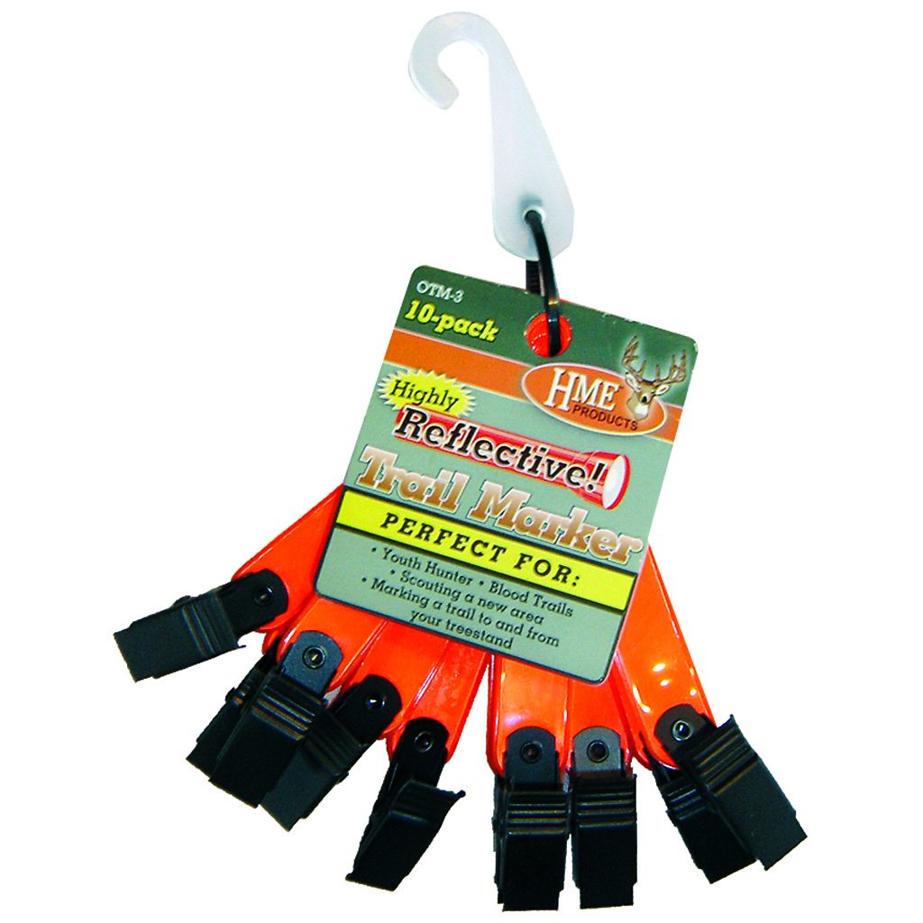 HME OTM-3 Trail Marking  Orange Vinyl 3" Includes Heavy Duty Metal Clip 10 Pack
