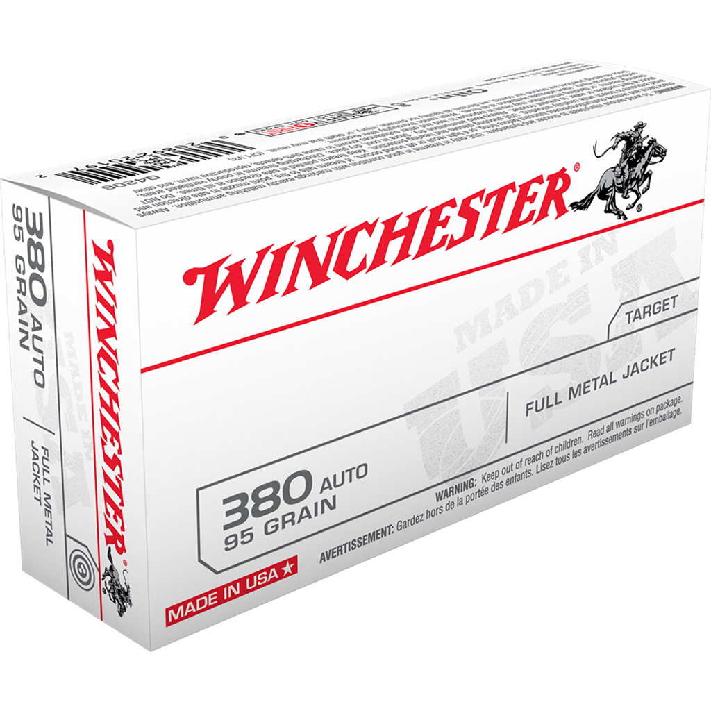Winchester Ammo Q4206 USA 380ACP 95gr Full Metal Jacket 50 Per Box/10 Case