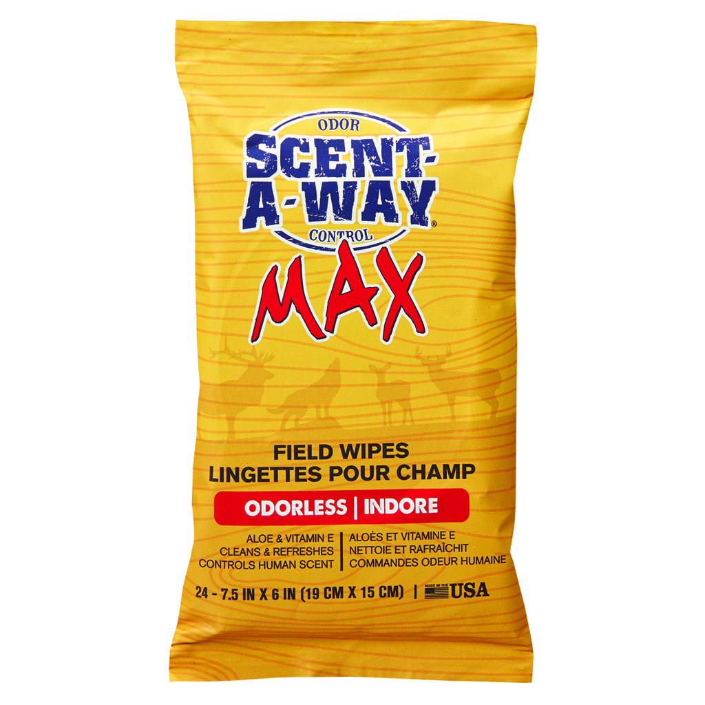 Scent-A-Way 07795 Max Field Wipes Odor Eliminator Odorless Scent Pkg of 24