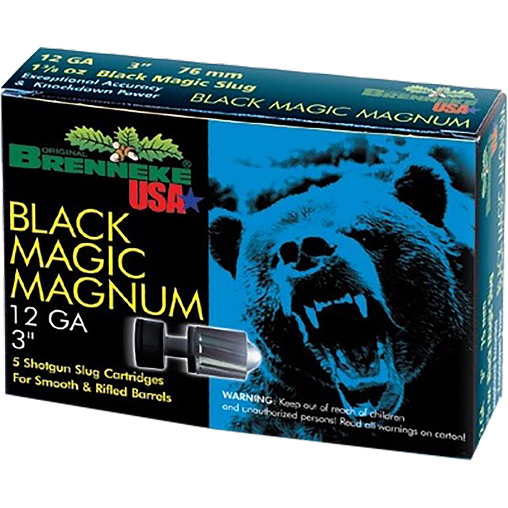 Brenneke SL123BMM Black Magic Magnum 12Gauge 3" 1 3/8oz Slug Shot 5 Per Box/50 Case