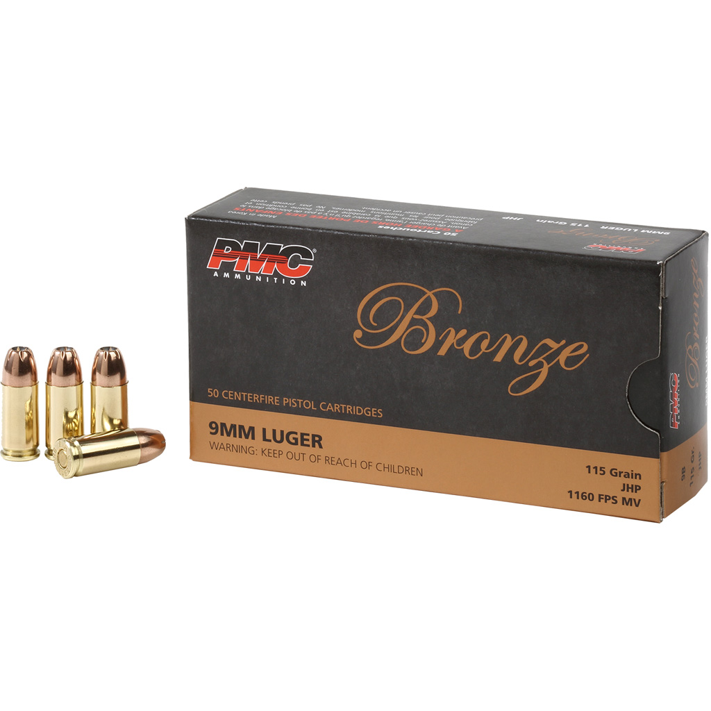 PMC 9B Bronze 9mmLuger 115gr Jacketed Hollow Point 50 Per Box/20 Case