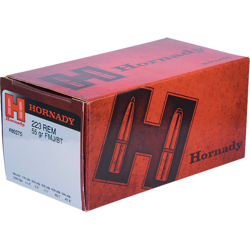 Hornady 80275 Custom 223Rem 55gr Full Metal Jacket Boat Tail 50 Per Box/10 Case