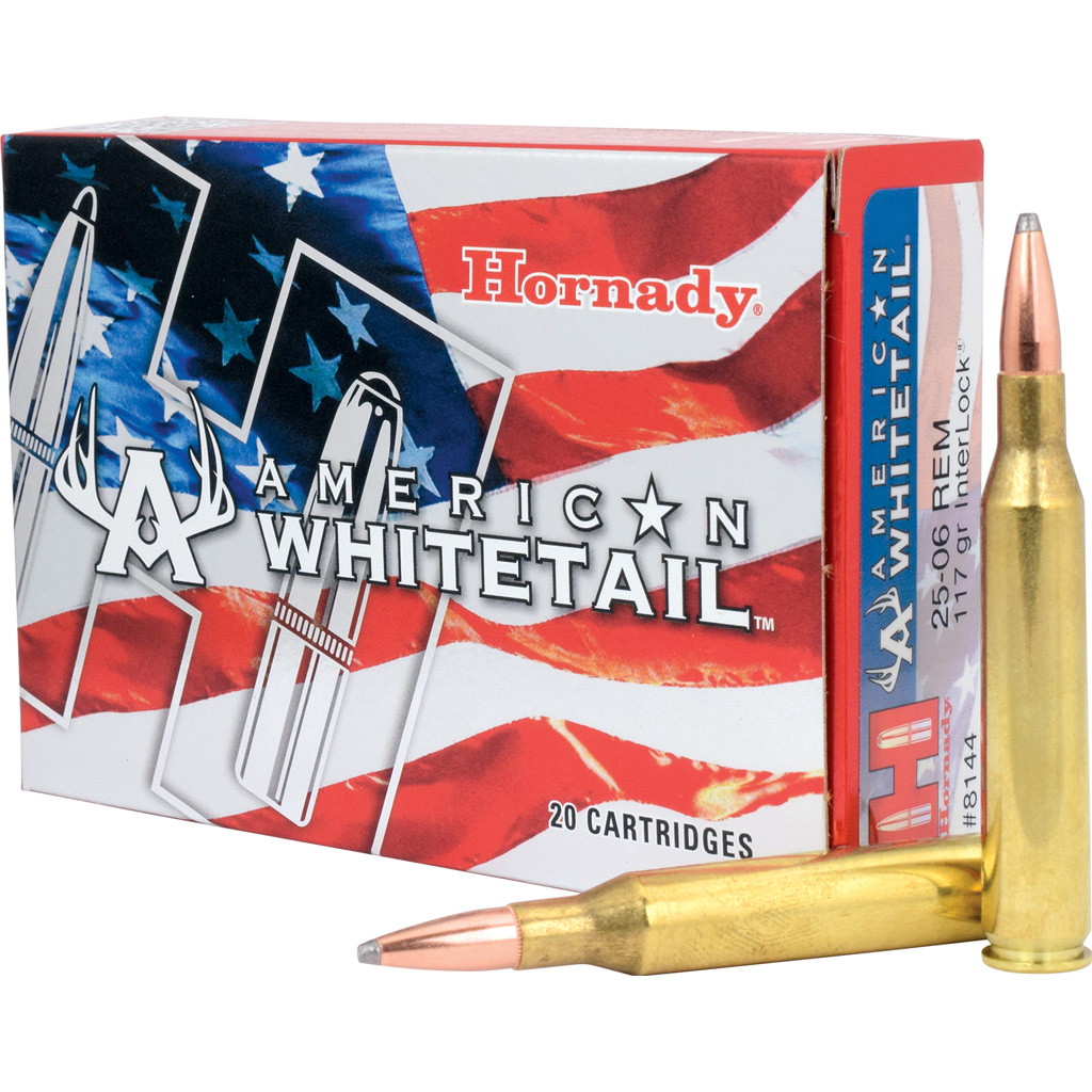 Hornady 8144 American Whitetail 25-06Rem 117gr InterLock Boat Tail Soft Point 20 Per Box/10 Case