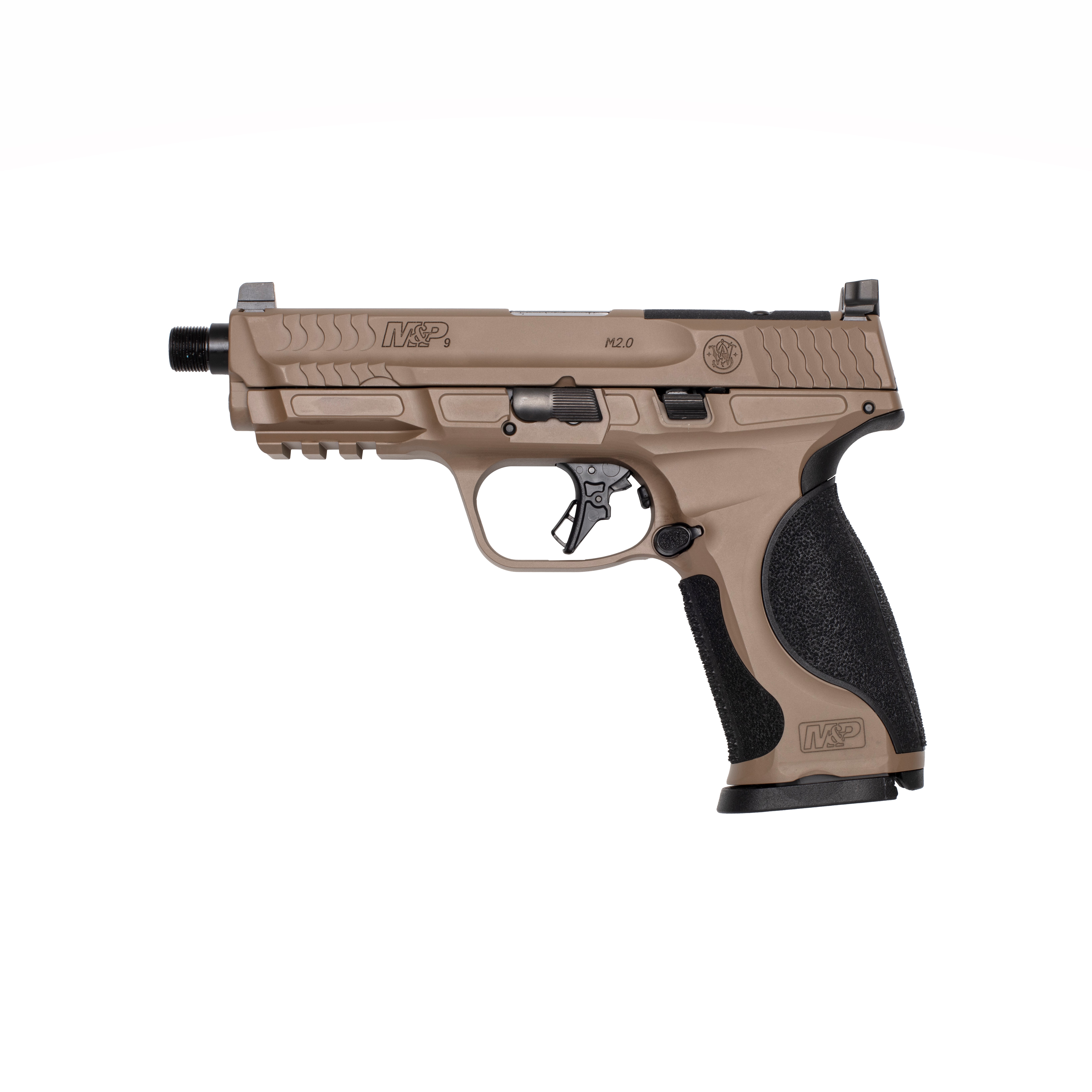 S&W M&P 9 M2.0 Metal OR Optic Ready Handgun 9mm Luger 17rd Magazines(2) 4.6" Threaded Barrel  No Thumb Safety FDE view 5