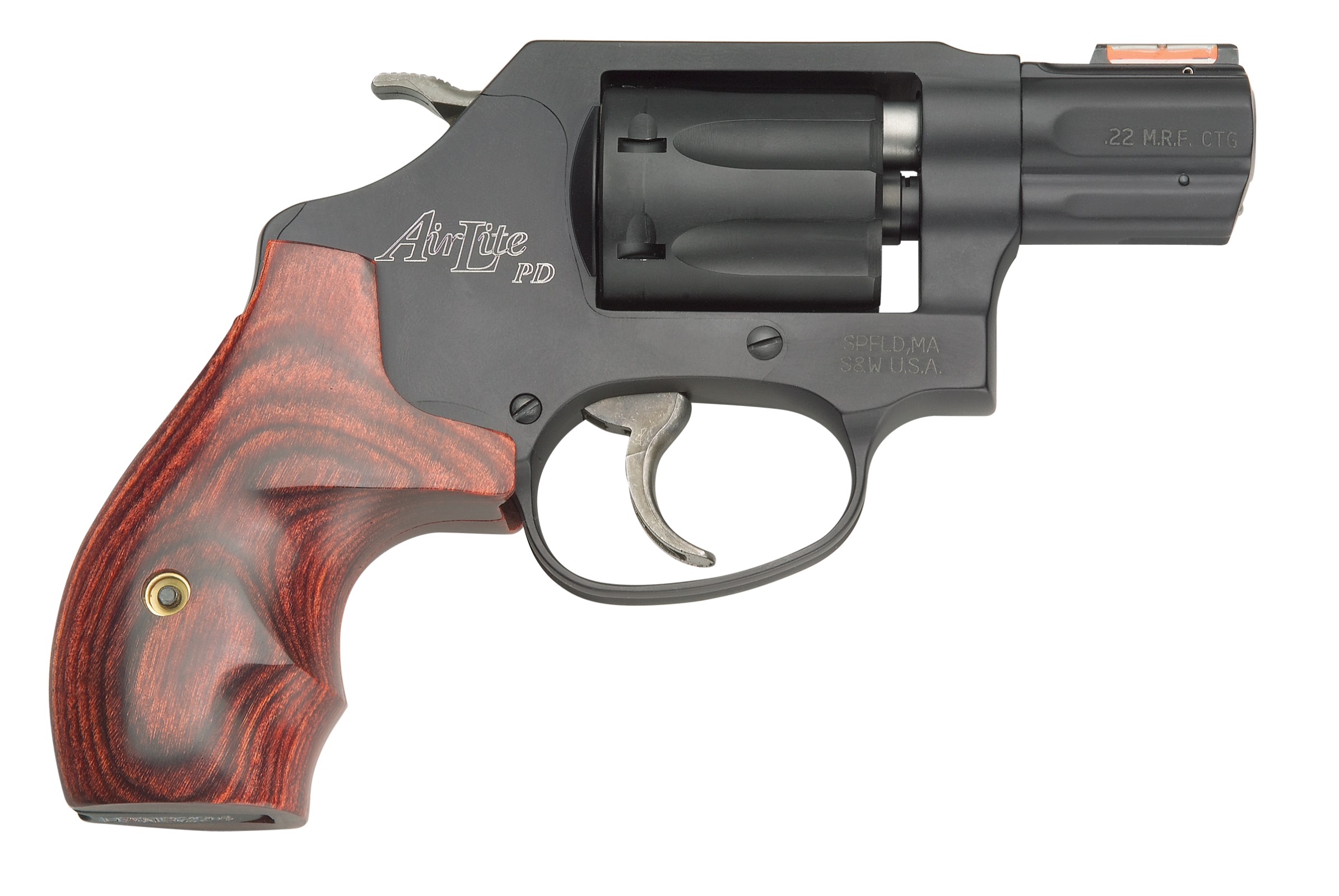 Smith & Wesson J-Frame Model 351 PD Handgun .22 Mag 7rd Capacity 1.88" Barrel Black with Wood Grip view 2