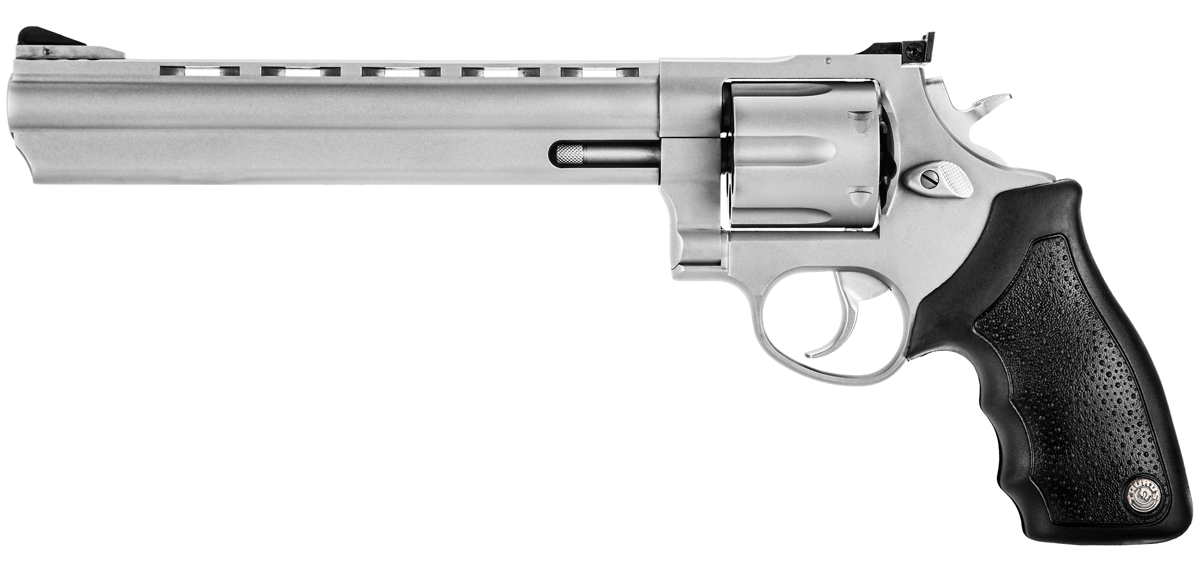 Taurus 2-440089 44  Large 44 Rem Mag 6 Shot 8.37" Matte Stainless Ported Barrel, Cylinder & Frame, Black Finger Grooved Rubber Grip, Transfer Bar Safety, Exposed Hammer