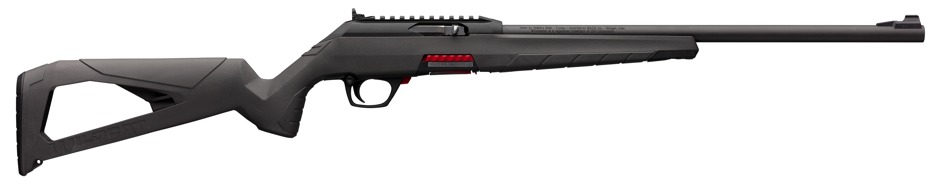 Winchester Repeating Arms 521100102 Wildcat Full Size 22 LR 10+1 18" Matte Blued Sporter Barrel, Matte Black Picatinny Rail Steel Receiver, Gray Skeletonized Synthetic Stock, Ambidextrous