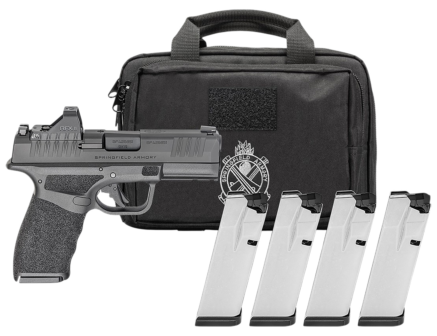 Springfield Gear Pac Hellcat Pro OSP Handgun 9mm Luger 10rd(4) Magazines 3.7" Barrel Black Green Dot Bag