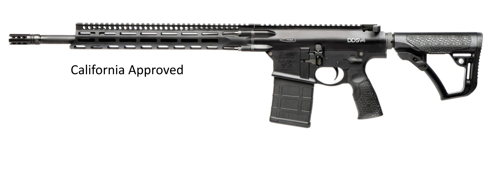 Daniel Defense 0215813210055 DD5 V4 *CA Compliant 7.62x51mm NATO 18" 10+1 Black Hard Coat Anodized Black Phosphate 6 Position w/SoftTouch Overmolding Stock Black Polymer Grip