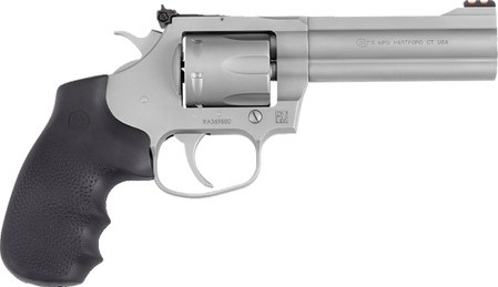 Colt Mfg KCOBRASM4RTS King Cobra Target 357 Mag 6 Shot 4.25" Matte Stainless Steel Barrel, Cylinder & Frame, Black Hogue Overmolded Grips, Exposed Hammer
