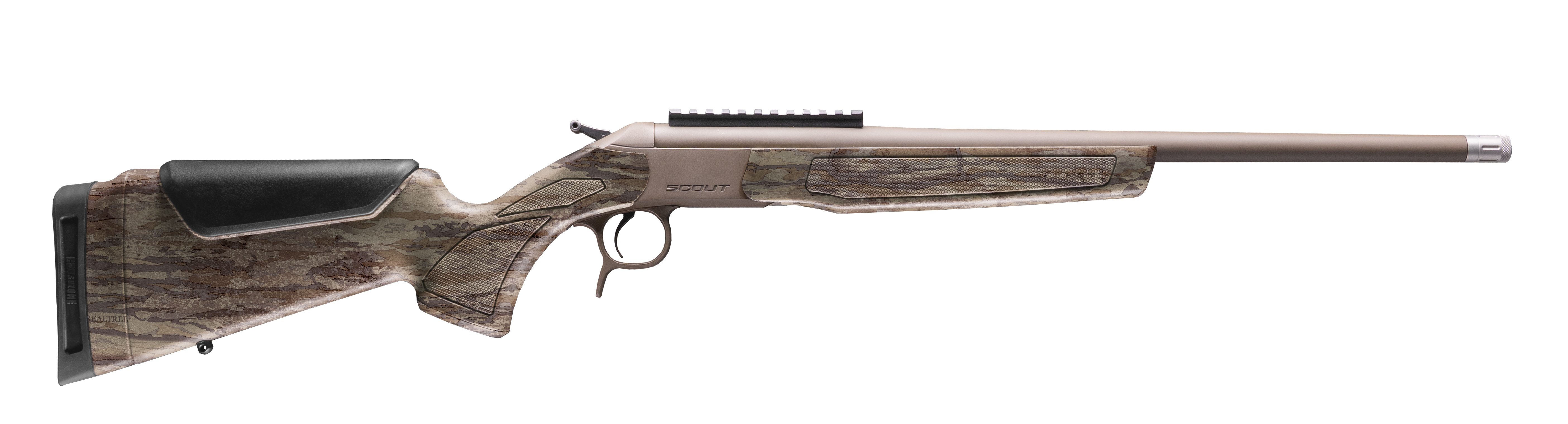 CVA Scout Spur Shotgun 28ga 2-3/4" Chamber Single Shot 22" Smooth Bore Barrel Patriot Brown Finish with Mossy Oak New Bottomland Stock