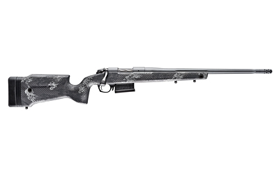 Bergara Rifles B14SM759 B-14 Crest 6.5 PRC 3+1 20" Fluted/Threaded, Sniper Gray Cerakote Barrel/Rec, Monte Carlo Carbon Fiber Stock with Black & Gray Splatter, Omni Muzzle Brake