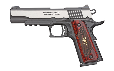 Browning 051969492 1911-380 Black Label Medallion Pro 380 ACP 4.25" 8+1 Matte Black Stainless Steel with Black Accents Rosewood with Integrated Gold Buck Mark Inlay Grip Fixed 3-Dot Picatinny Rail