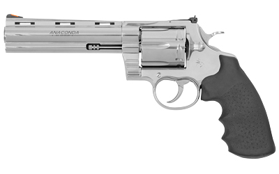 Colt Mfg ANACONDASP6RTS Anaconda 44 Mag 6 Shot 6" Stainless Recessed Target/Vent Rib Barrel, Cylinder & Frame, Black Hogue Rubber w/Finger Grooves Grip