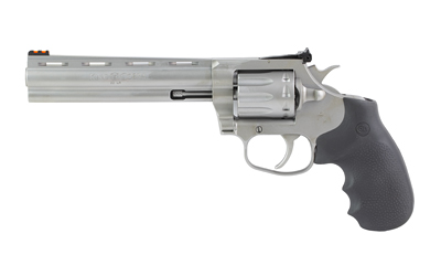 Colt Mfg KCOBRA22SM6RFO King Cobra Target 22 LR 6 Shot 6" Matte Stainless Steel Vent Rib Barrel, Matte Stainless Stainless Steel Frame & Cylinder, Black Hogue Overmolded Grip, Exposed Hammer