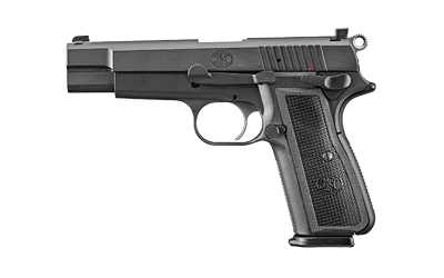 FN 66100256 High Power  9mm Luger 17+1, 4.70" Black Target Crown Steel Barrel, Black PVD Serrated Steel Slide & Steel Frame w/Beavertail, Black Textured Polymer Grip, Ambidextrous