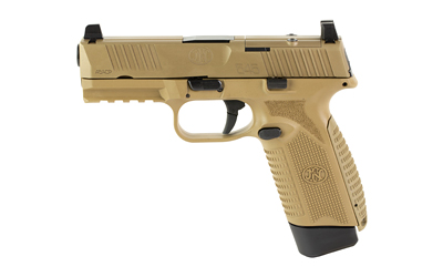 FN 66101388 545 MRD Full Size 45 ACP 15+1, 4.10" Black Target Crown Steel Barrel, Flat Dark Earth PVD Optic Cut/Serrated Steel Slide & Polymer Frame w/Picatinny Rail, Ambidextrous