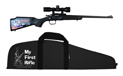 Crickett KSA2240BSC Youth Package 22 LR 1rd 16.12" Blued Barrel & Receiver, Black Synthetic Stock w/11.5" LOP, Rebounding Firing Pin Safety Includes 4x32 Scope, KSA301 Scope Mount Kit & Soft Rifle Cas