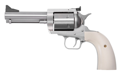 Magnum Research BFR44MAG5B6 BFR Short Cylinder 44 Rem Mag 6 Shot, 5" Brushed Stainless Steel Barrel, Cylinder & Frame, White Polymer Grip, Hammer Safety, Exposed Hammer