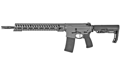 Patriot Ordnance Factory 01645 Minuteman Direct Impingement 5.56x45mm 30+1 16.50" Nitride Treated Threaded Barrel, Tungsten Cerakote Receiver, Synthetic 6 Position MFT Minimalist Stock