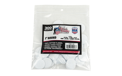 Pro-Shot 1300 Cleaning Patches .22 - .270 Cal 1" Round Cotton Flannel 300 Per Bag