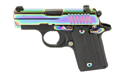 Sig Sauer 238380RBT2 P238 Micro-Compact Frame 380 ACP 6+1 2.70" Black Steel Barrel, High Polished Rainbow Titanium PVD Serrated Stainless Steel Slide, Black Anodized Alloy Steel Frame, Polymer Grip