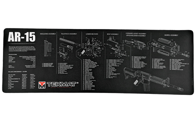 TekMat TEKR36AR15 AR-15 Cleaning Mat Black/White Rubber 12"x36" AR-15 Parts Diagram