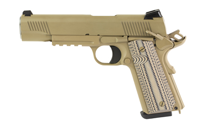 Tisas Arms 10100549 1911 Duty 9mm Luger 9+1 5" Stainless Barrel, Flat Dark Earth Cerakote Stainless Steel Serrated Slide & Frame w/Picatinny Rail, G10 Grip