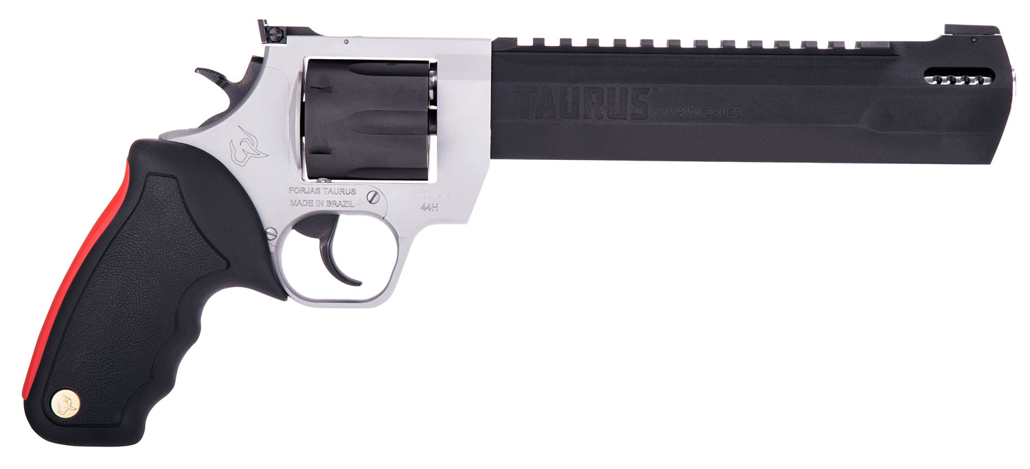 Taurus 2-440085RH Raging Hunter 44 Rem Mag 6rd 8.37" Black Stainless Steel Barrel Matte Black Oxide Cylinder Matte Stainless Steel Frame Black Rubber with Integrated Red Cushion Insert Grip