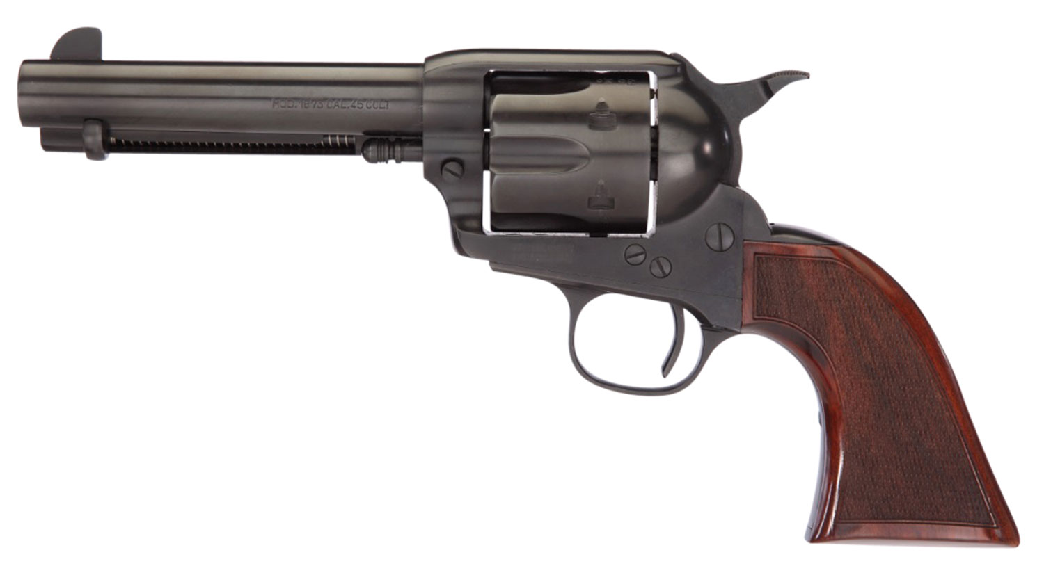 Taylors & Company 550885DE Runnin Iron Black Rock 45 Colt (LC) Caliber with 4.75" Barrel, 6rd Capacity Cylinder, Overall Black Nitride Finish Steel, Checkered Walnut Grip & Overall Taylor Polish