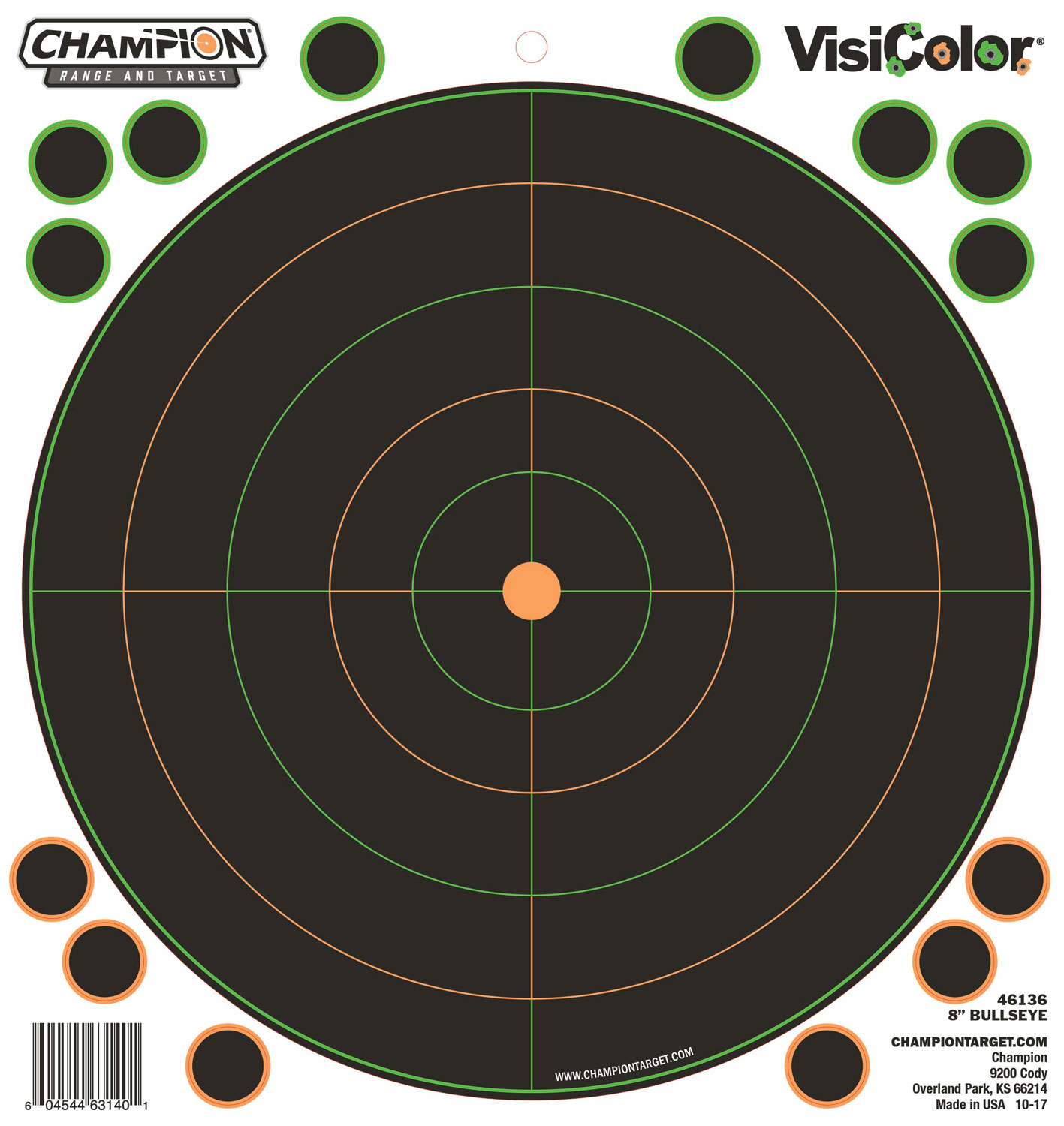 Champion Targets 46136 VisiColor Self-Adhesive Paper Black/White 8" Bullseye 5 Pack