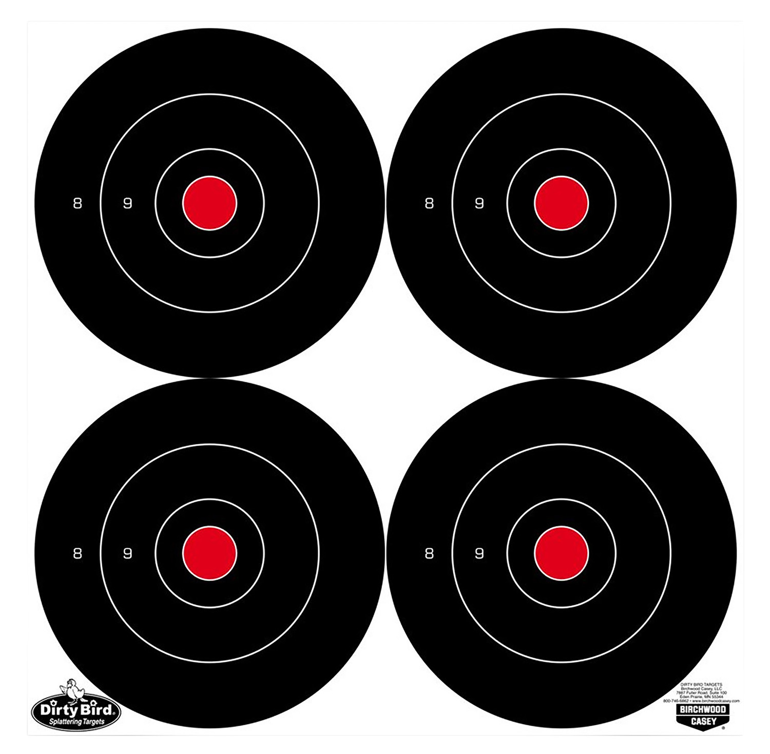 Birchwood Casey Dirty Bird 6" Bull's-Eye Targets 100/ct (400 Total Targets 4 per Sheet)