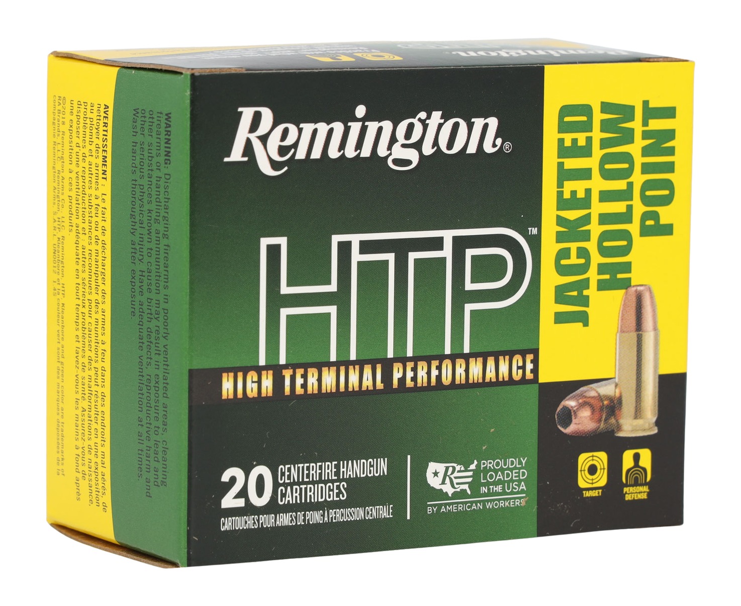 Remington Ammunition 21455 HTP 45ACP 230gr Jacketed Hollow Point 20 Per Box/25 Case