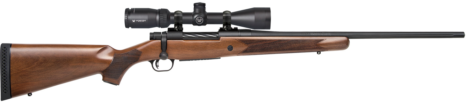Mossberg 27942 Patriot 30-06 Springfield Caliber with 5+1 Capacity, 22" Fluted Barrel, Matte Blued Metal Finish & Walnut Stock Right Hand (Full Size) Includes Vortex Crossfire II 3-9x40mm Scope
