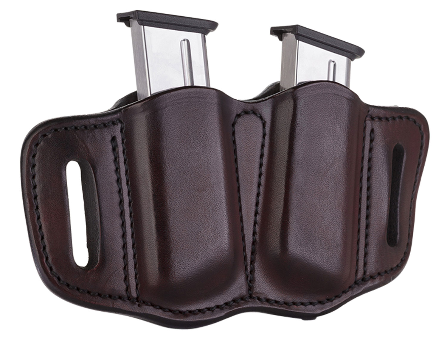 1791 Gunleather MAG21SBRA MAG2.1 Double Mag Holster Signature Brown Leather Belt Slide Belts 1.50" Wide Compatible w/ Single Stack Ambidextrous
