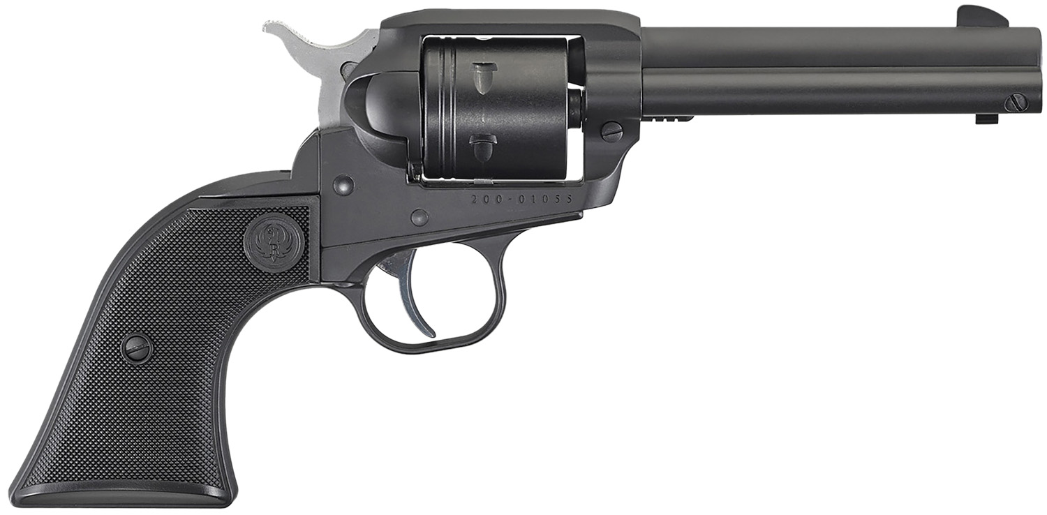 Ruger 2002 Wrangler 22 LR 6 Shot 4.62" Black Cerakote, Black Cerakote Aluminum Frame & Cylinder Black Checkered Polymer Grips