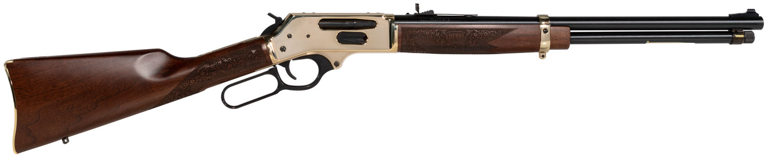 Henry H0243855 Side Gate Full Size 38-55 Win 5+1 20" Blued Steel Barrel, Polished Brass Receiver, American Walnut Stock Right Hand