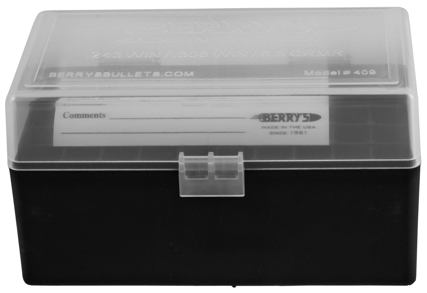 Berry's 79314 Ammo Box 243/308Win Clear/Black Polypropylene 50rd