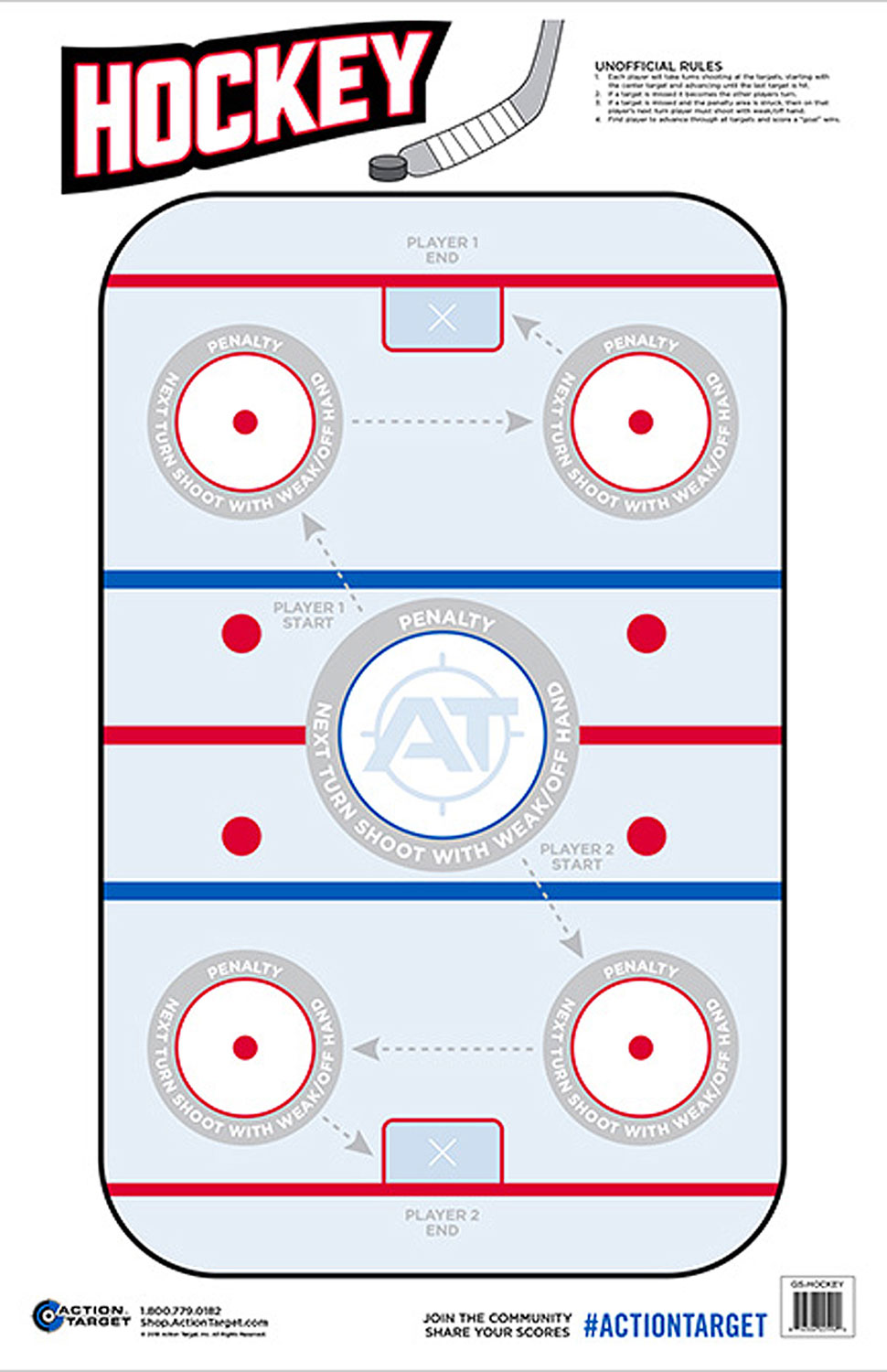 Action Target GSHOCKEY100 Entertainment Hockey Paper Hanging 23" x 35" Blue/White 100 Per Box