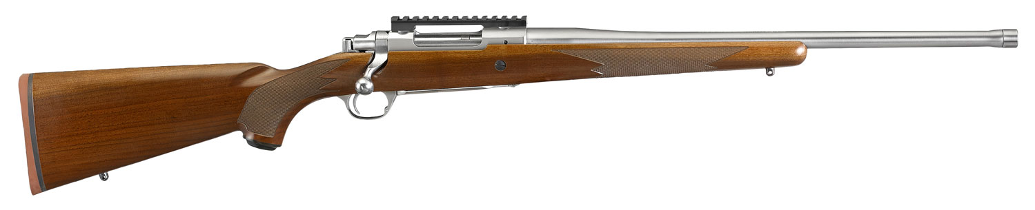 Ruger 57107 Hawkeye Hunter Full Size 308 Win 4+1 20" Satin Stainless Steel Threaded Barrel, Picatinny Rail Steel Receiver, Fixed American Walnut w/Pistol Grip Stock