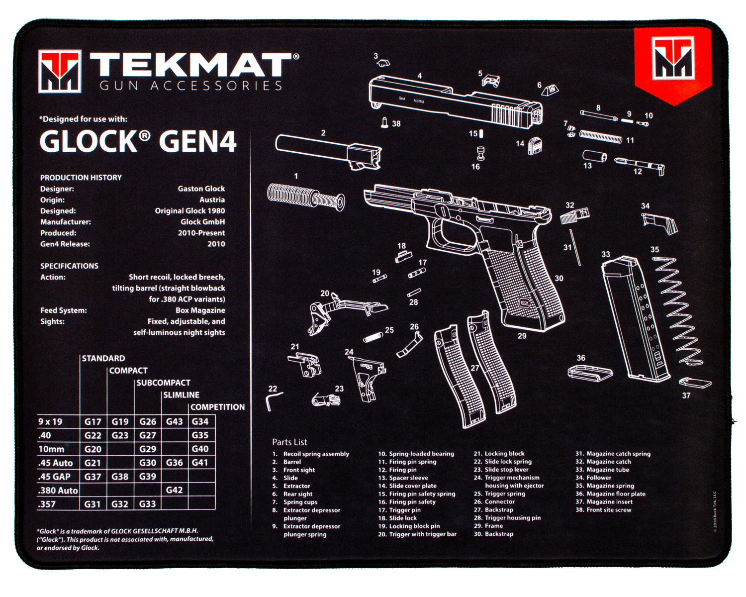 TekMat Glock Gen 4 — Ultra20 - Jimmy's Creek Firearms view 2