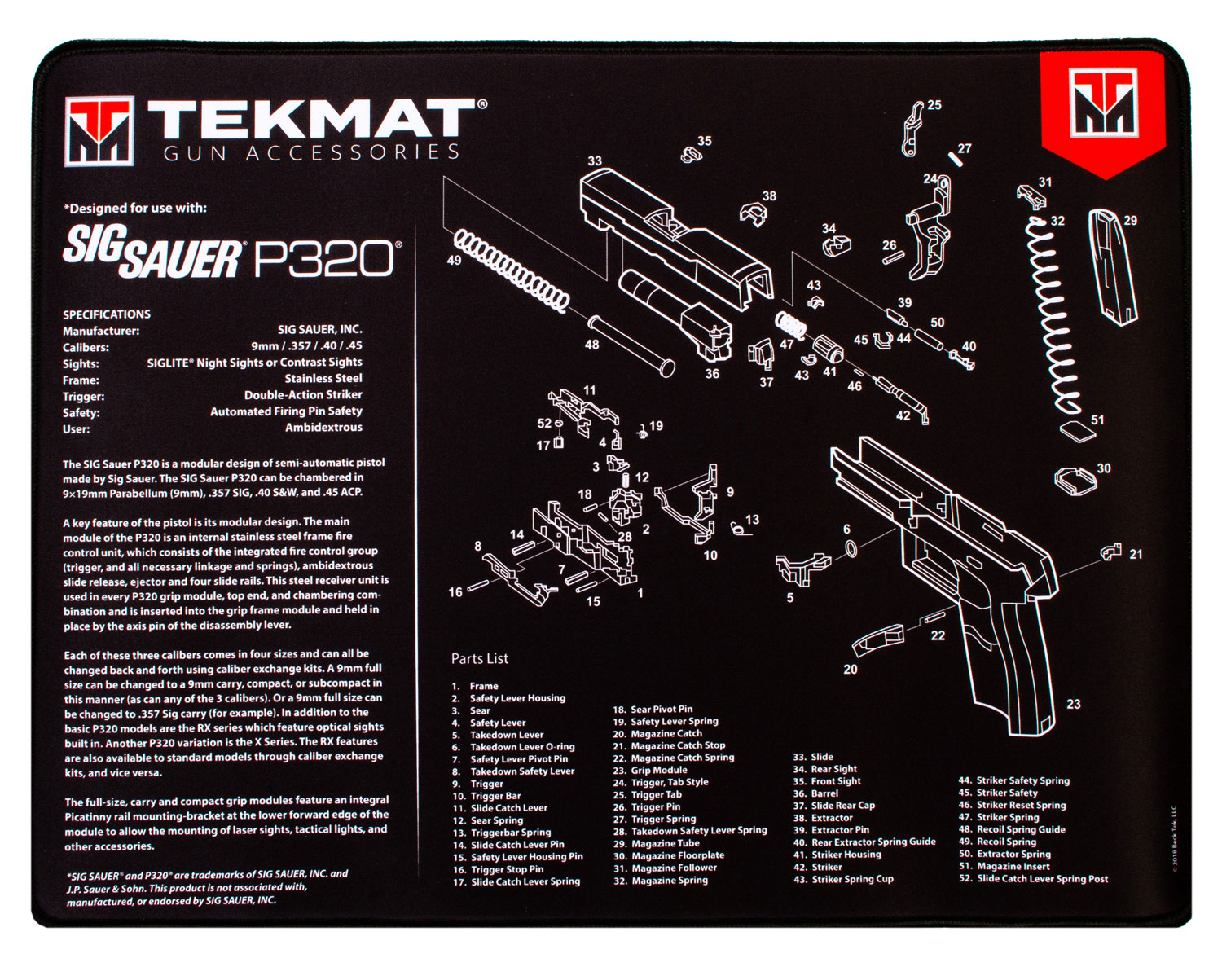 BECK TEK, LLC (TEKMAT) Sig Sauer P320 - Jimmy's Creek Firear view 2