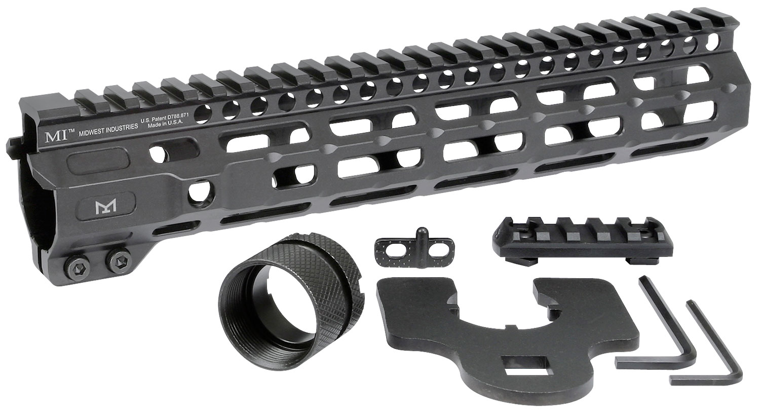 Midwest Industries MICRM105 Combat Black Hardcoat Anodized 6061-T6 Aluminum 10.50" Picatinny/M-LOK