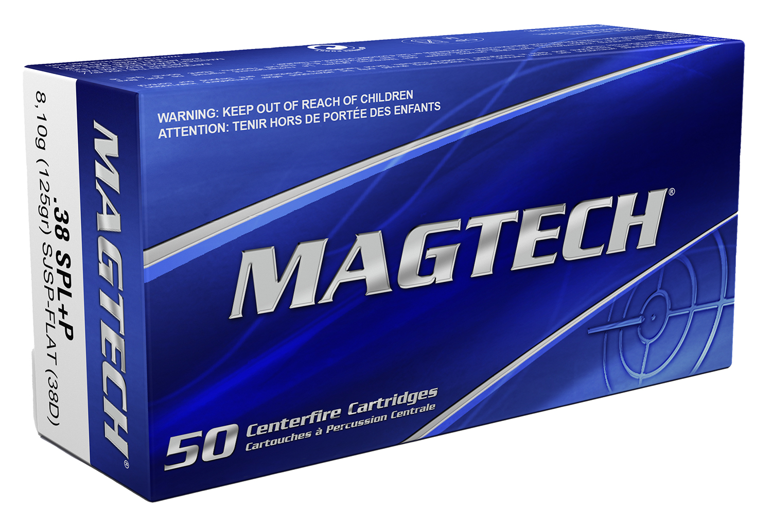 Magtech 38D Range/Training 38Special+P 125gr Semi Jacketed Soft Point Flat 50 Per Box/20 Case