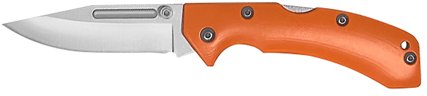 AccuSharp 712C Lockback 3" Folding Clip Point Plain Stainless Steel Blade/Blaze Orange G10 Handle Includes Allen Wrench