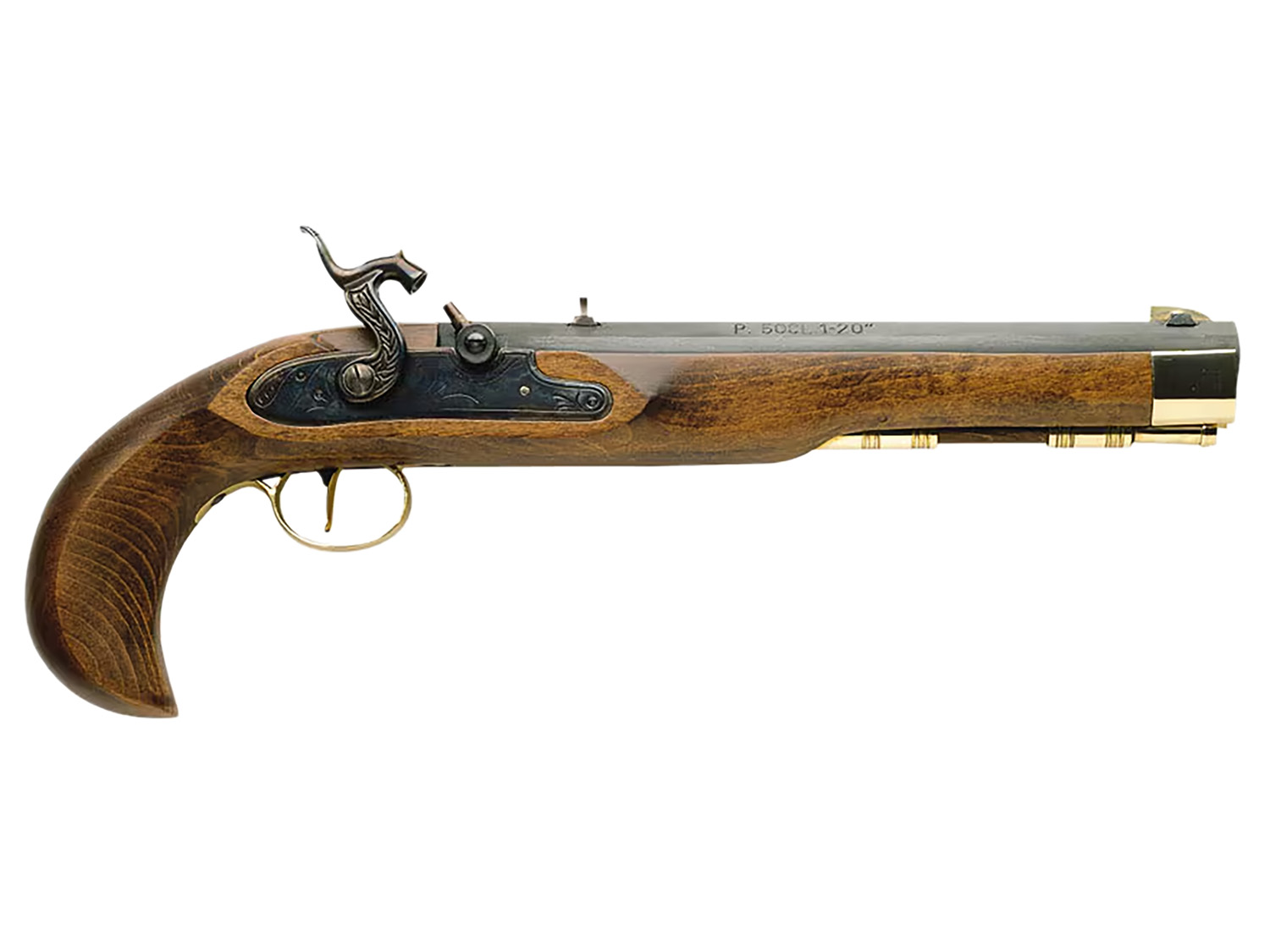 Traditions P1060 Kentucky Pistol Single Shot 50 Cal Percussion 10" Color Case Hardened Frame Blued Barrel Walnut Grip