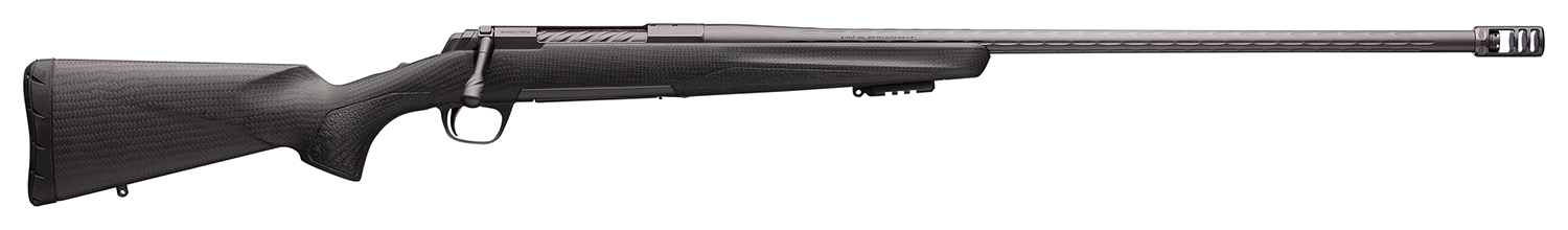 Browning 035543299 X-Bolt Pro Long Range 6.8 Western 3+1 26" Skip Fluted Heavy Barrel, Recoil Hawg Muzzle Brake, Spiral Fluted Bolt, Carbon Gray Elite Cerakote, Natural Carbon Fiber Stock