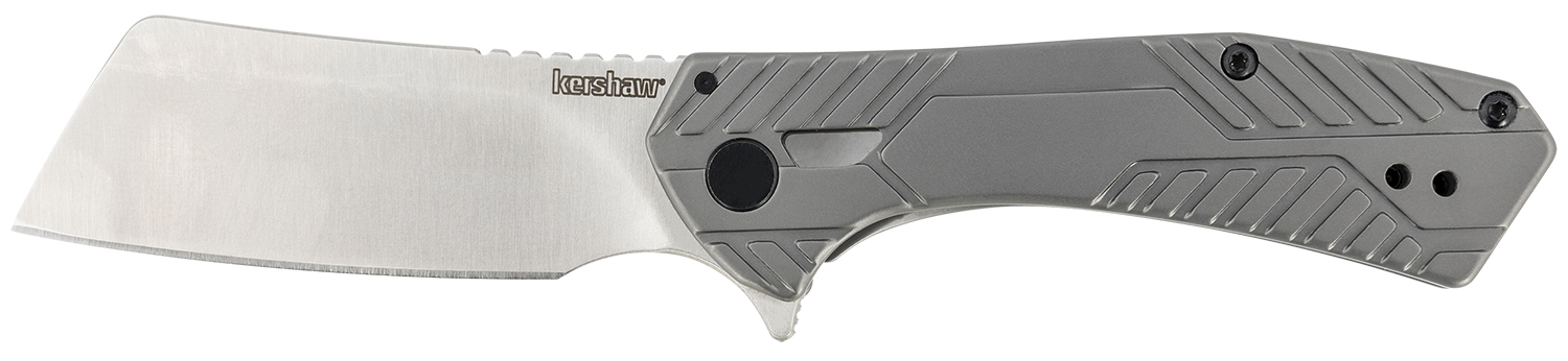 Kershaw 3445 Static 2.90" Folding Cleaver Plain Satin 8Cr13MoV SS Blade Gray PVD Stainless Steel Handle Includes Pocket Clip