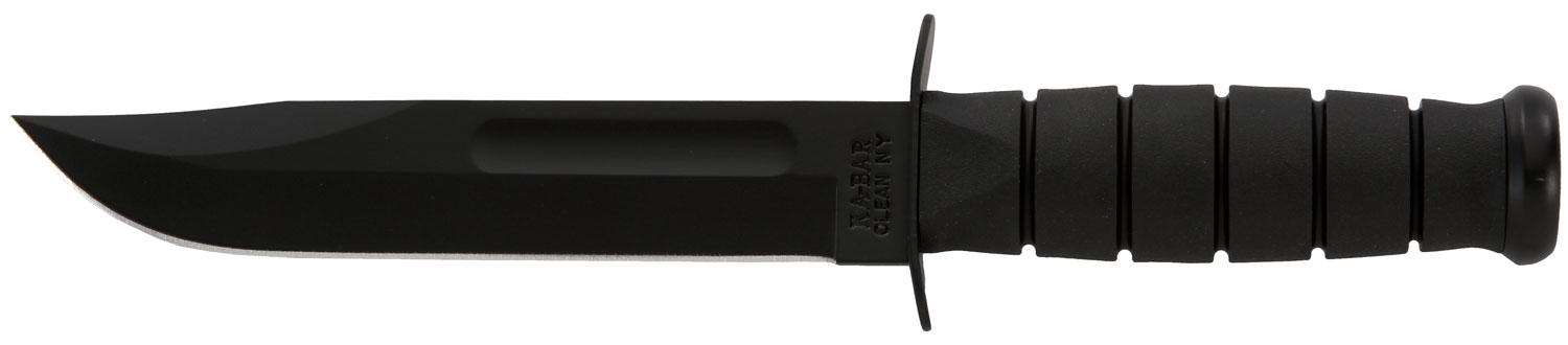 Ka-Bar 1211 Fighting/Utility 7" Fixed Clip Point Plain Black 1095 Cro-Van Blade, Black Kraton G Handle, Includes Sheath